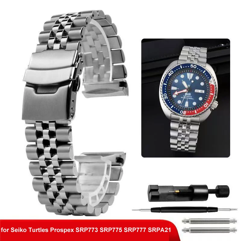 Solid Seamless Curved End 316L Stainless Steel Watch Band for Seiko Turtles Prospex SRP773 SRP775 SRP777 SRPA21 Silver Belt
Solid Seamless Curved End 316L Stainless Steel Watch Band for Seiko Turtles Prospex SRP773 SRP775 SRP777 SRPA21 Silver Belt