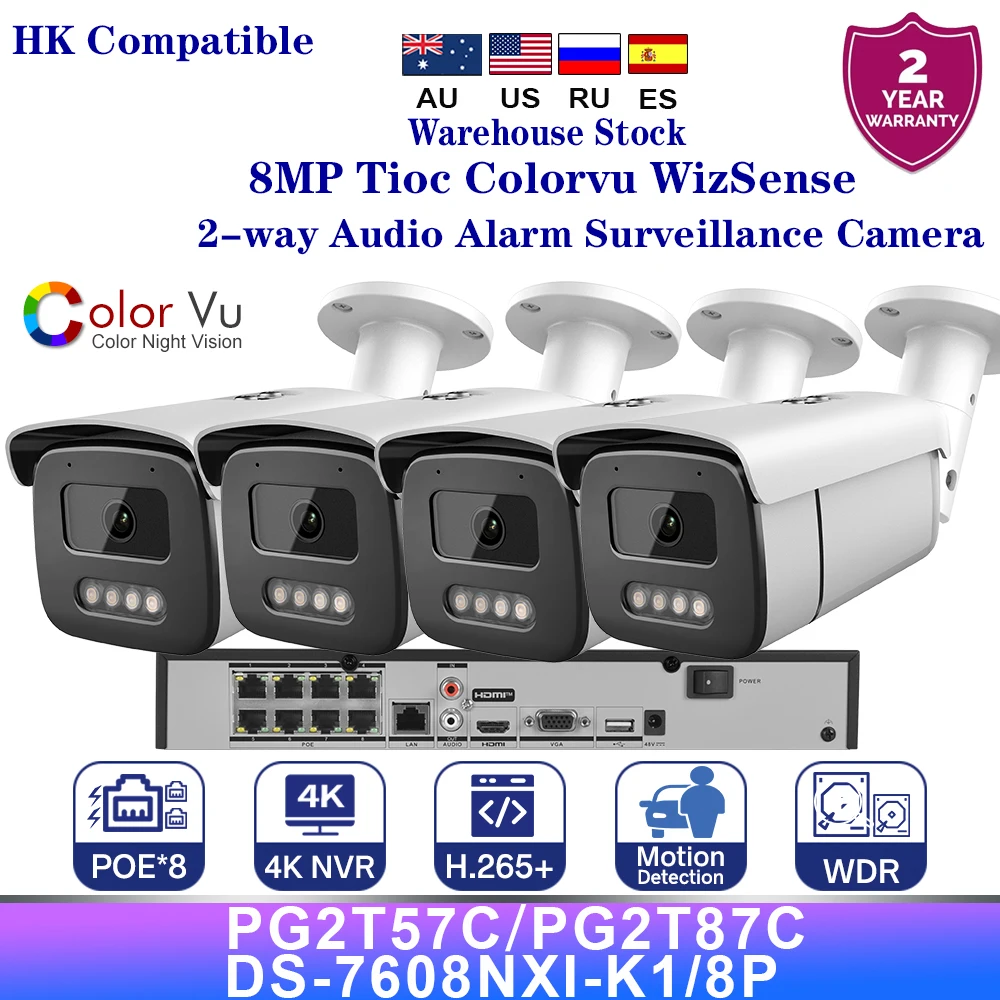 Система видеонаблюдения 4K, 4 камеры, комплект POE NVR, 8-мегапиксельная IP-камера ColorVu, встроенный микрофон, обнаружение движения Plug & Play Hik-Connect
Система видеонаблюдения 4K, 4 камеры, комплект POE NVR, 8-мегапиксельная IP-камера ColorVu, встроенный микрофон, обнаружение движения Plug & Play Hik-Connect