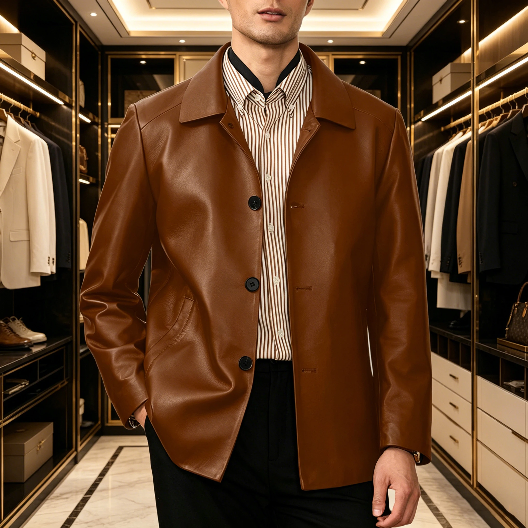 Classic Men's PU Leather Blazer Slim Fit Business Casual Turn-down Collar Suit Jacket Single Breasted Sport Coat Outerwear
Classic Men's PU Leather Blazer Slim Fit Business Casual Turn-down Collar Suit Jacket Single Breasted Sport Coat Outerwear
