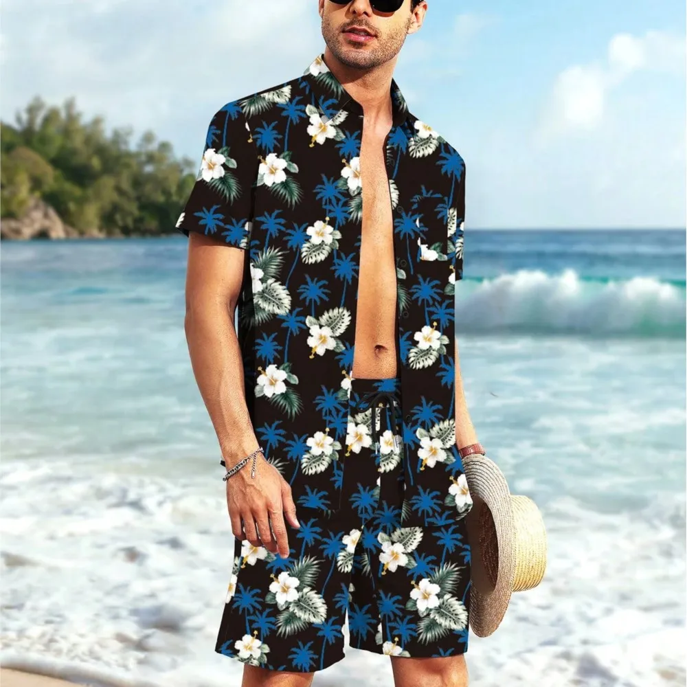 Hawaiian Shirt Tropical Floral Print Men's Shirt And Shorts 2 Piece Set Casual Vacation Mens Shirt Set Short Sleeve Button Shirt
Hawaiian Shirt Tropical Floral Print Men's Shirt And Shorts 2 Piece Set Casual Vacation Mens Shirt Set Short Sleeve Button Shirt
