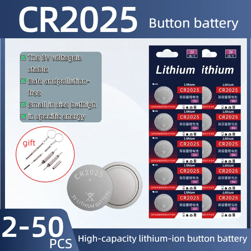 CR2025 3V Lithium Button Battery High Capacity DL2025 BR2025 Reliable Power for Car Remote Watch Toys Clock Calculator
CR2025 3V Lithium Button Battery High Capacity DL2025 BR2025 Reliable Power for Car Remote Watch Toys Clock Calculator