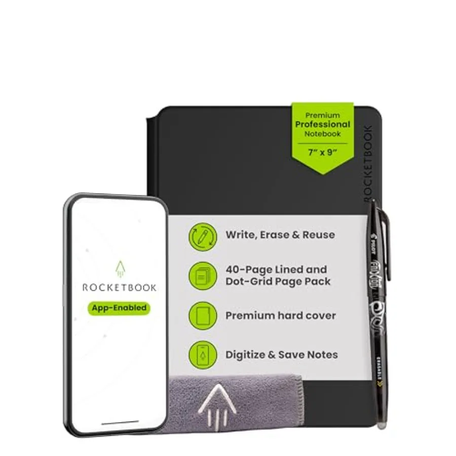 Pro Smart Reusable Notebook, Lined and Dotted Interchangeable Pages, For Work and Business Meetings, 7x9
Pro Smart Reusable Notebook, Lined and Dotted Interchangeable Pages, For Work and Business Meetings, 7x9