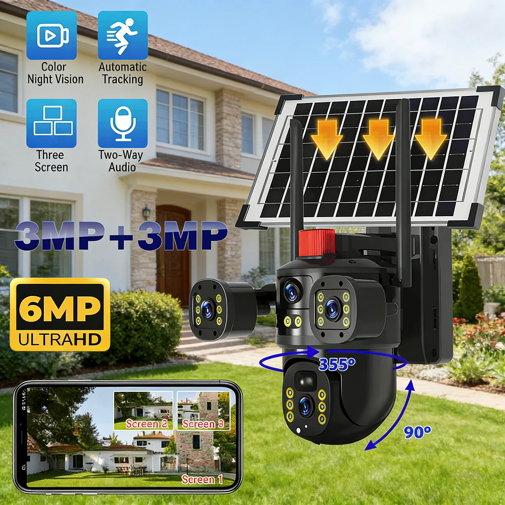 KEPEAK Solar Security Camera Dual Lens 3-Screen 6MP 2.4G WiFi IP65 Human Detection Two-Way Audio Solar Powered Camera V380 Pro
KEPEAK Solar Security Camera Dual Lens 3-Screen 6MP 2.4G WiFi IP65 Human Detection Two-Way Audio Solar Powered Camera V380 Pro