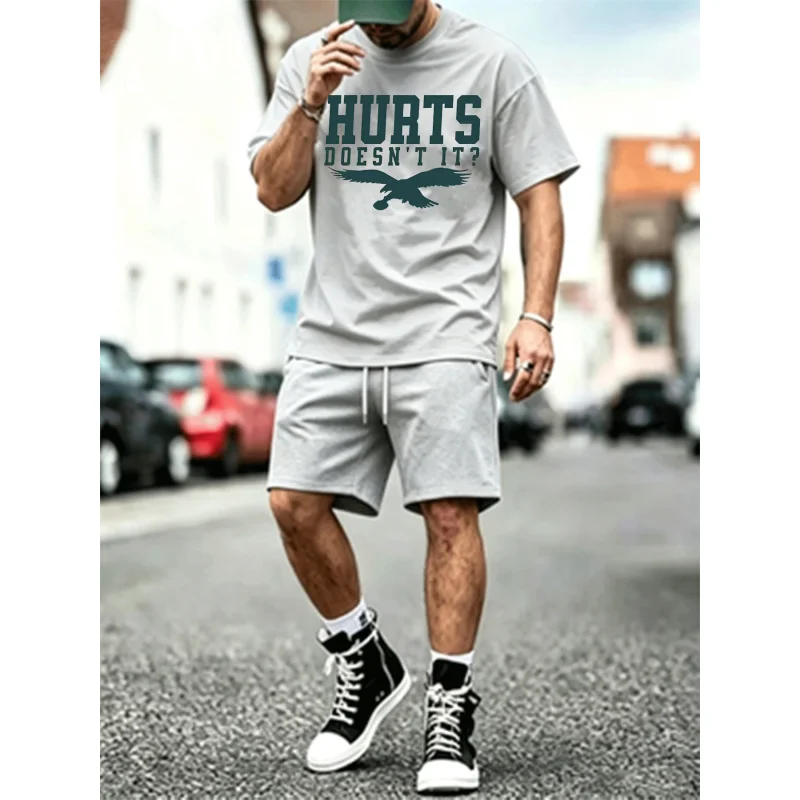 Men's "Hurts Doesn't It" Eagle Print T-Shirt & Mesh Shorts Set, Casual 2-Piece Outfit, Summer Streetwear, EU Size Available
Men's "Hurts Doesn't It" Eagle Print T-Shirt & Mesh Shorts Set, Casual 2-Piece Outfit, Summer Streetwear, EU Size Available