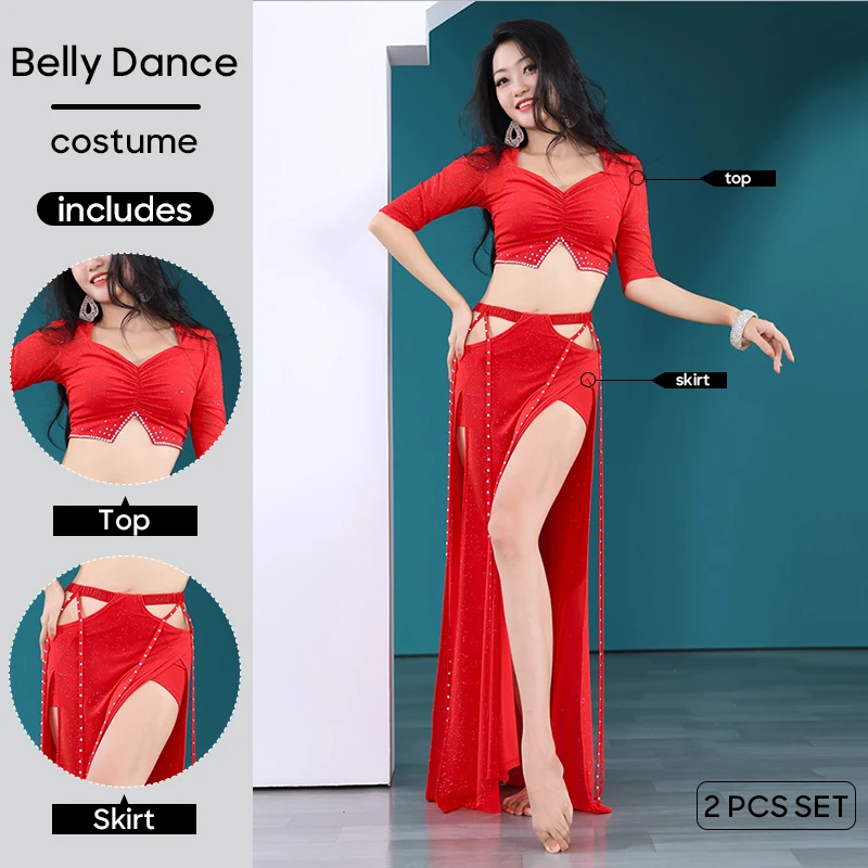 Belly Dance Skirts and Top 2 Pieces Set Dancing Costume Practice Clothes Outfits for Adult Women Belly Dancer Stage Performance
Belly Dance Skirts and Top 2 Pieces Set Dancing Costume Practice Clothes Outfits for Adult Women Belly Dancer Stage Performance
