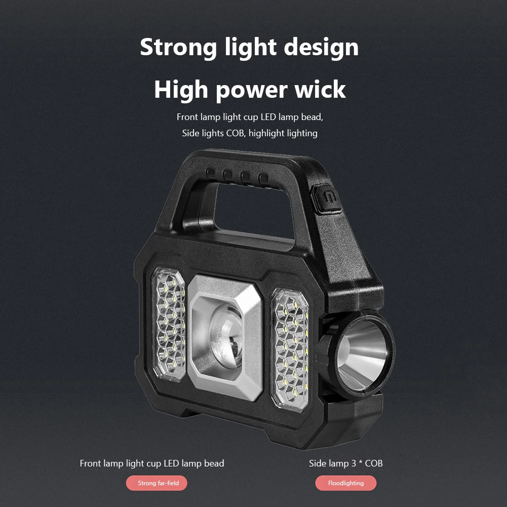 LED Portable Lamp USB Charging Solar Work Spotlight Lamp Multifunctional Power Display With Side Light for Mountaineering Hiking
LED Portable Lamp USB Charging Solar Work Spotlight Lamp Multifunctional Power Display With Side Light for Mountaineering Hiking