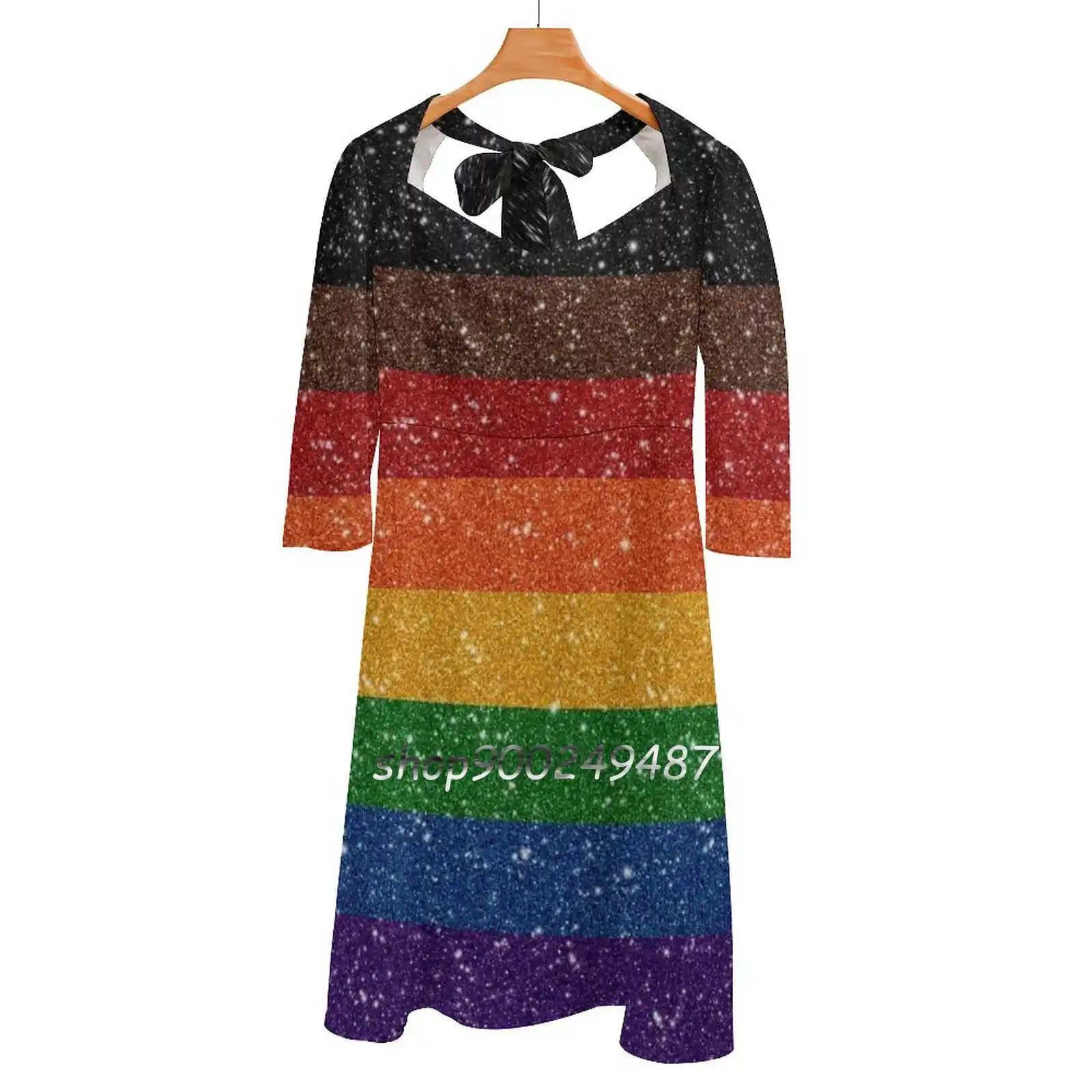 Faux Glitter Inclusive Rainbow Pride Flag Square Neck Dress Sweet Summer Dress Women Elegant Halter Print Dress Inclusive
Faux Glitter Inclusive Rainbow Pride Flag Square Neck Dress Sweet Summer Dress Women Elegant Halter Print Dress Inclusive
