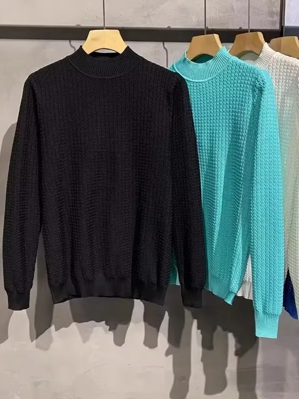 Мужской повседневный вязаный свитер с высоким воротником, однотонный, базовый слой, модный, универсальный трикотаж для осени и зимы
Мужской повседневный вязаный свитер с высоким воротником, однотонный, базовый слой, модный, универсальный трикотаж для осени и зимы