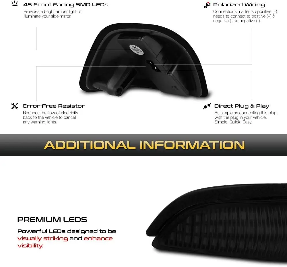 2009-2022 Compatible with Dodge1500 2500 3500 Classic Dark Smoke Amber LED Strips Side Towing Mirror Blinker Lamp Replacement
2009-2022 Compatible with Dodge1500 2500 3500 Classic Dark Smoke Amber LED Strips Side Towing Mirror Blinker Lamp Replacement