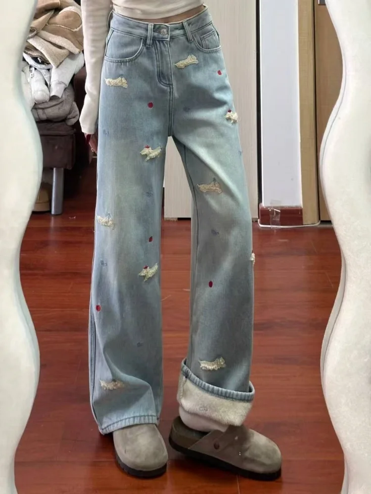 plus Size Embroidered Fce Lined High Waist Loose Fit Women's Jeans Casual Wide Leg Pants Comfortable Breathable Stretch
plus Size Embroidered Fce Lined High Waist Loose Fit Women's Jeans Casual Wide Leg Pants Comfortable Breathable Stretch