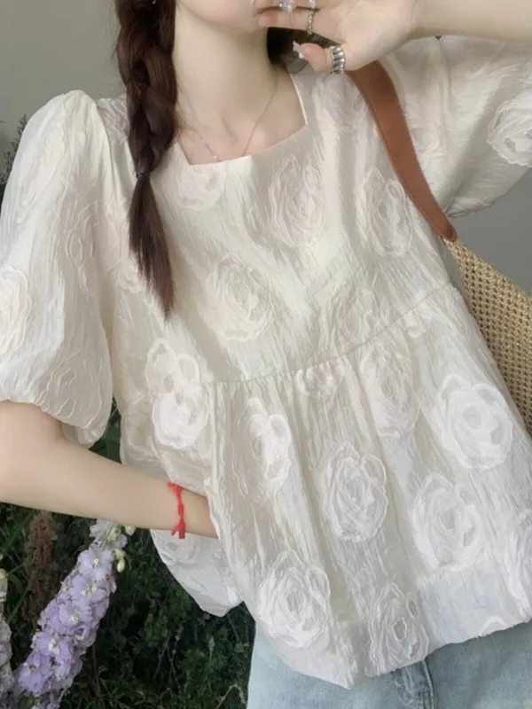 plus Size 300 Pounds Women's Bubble Sleeve Square Collar Casual Style Short Sleeve Chiffon Top Summer Soft Style Loose Fit Shirt
plus Size 300 Pounds Women's Bubble Sleeve Square Collar Casual Style Short Sleeve Chiffon Top Summer Soft Style Loose Fit Shirt