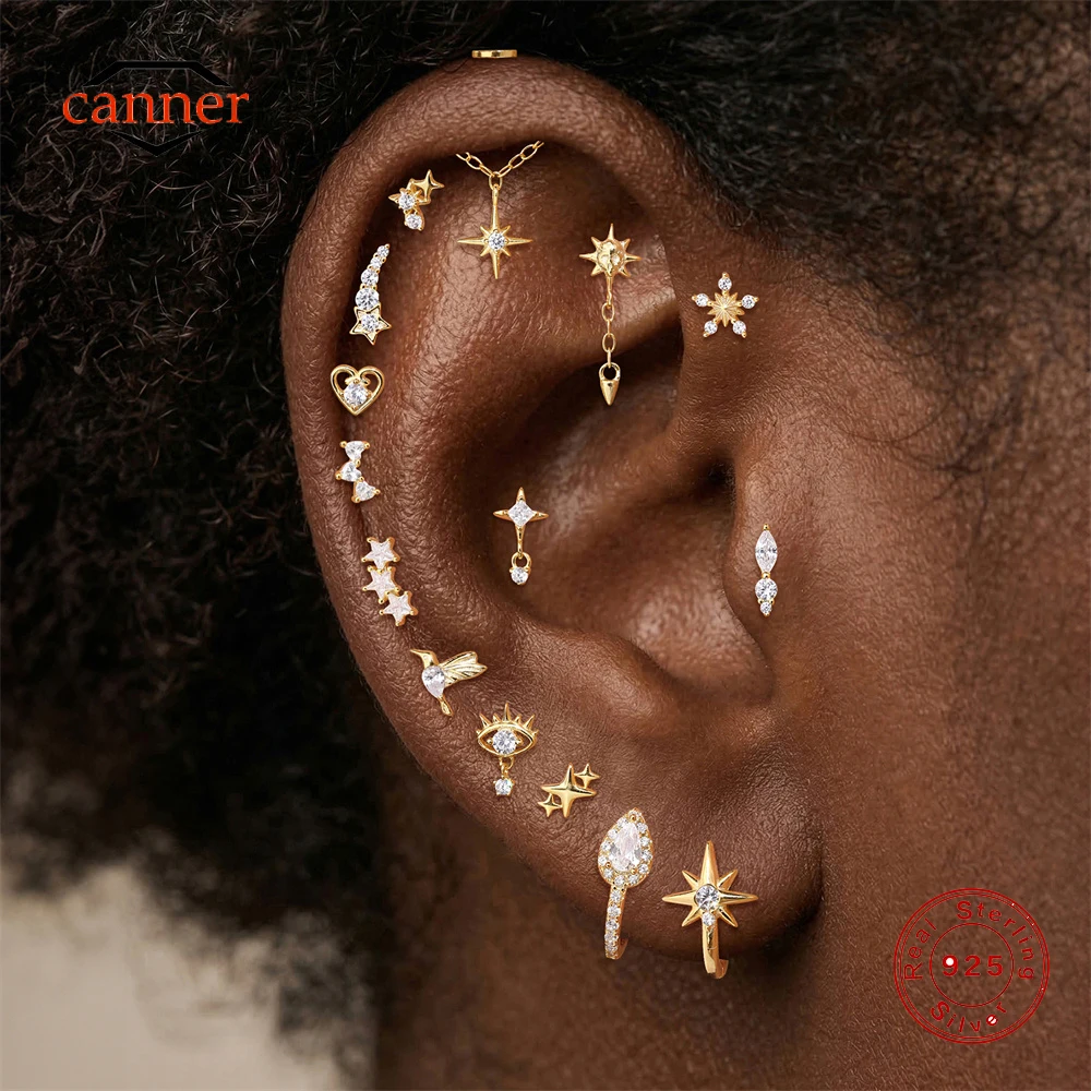 CANNER 1PC 925 Sterling Silver Geometric Zircon Flat Head Cartilage Piercing Stud Earring For Women Classic Eight Pointe Earring
CANNER 1PC 925 Sterling Silver Geometric Zircon Flat Head Cartilage Piercing Stud Earring For Women Classic Eight Pointe Earring