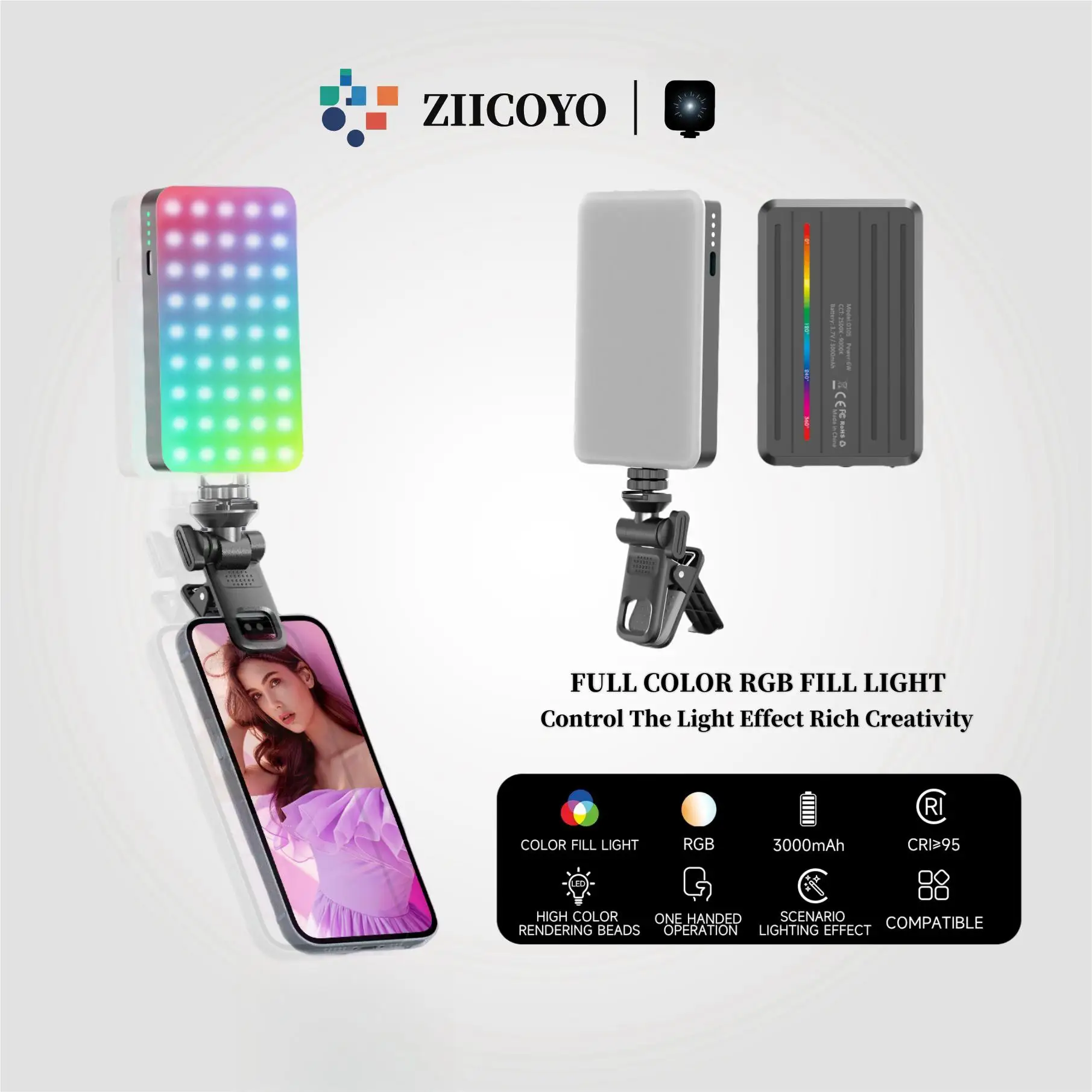 ZIICOYO light phone fill light with RGB Color Changing - Rechargeable 3000mAh Lighting for tripod lighting, & Videos
ZIICOYO light phone fill light with RGB Color Changing - Rechargeable 3000mAh Lighting for tripod lighting, & Videos