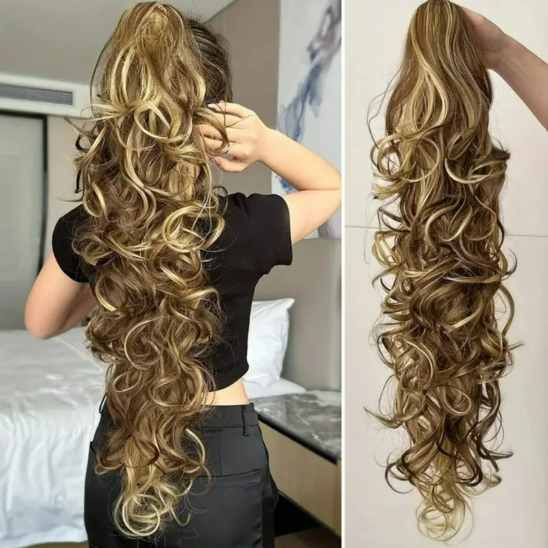Layered Long Curly Wavy Ponytail Claw Clip Synthetic Hair Extension Drawstring Ponytails For Women Clip In Ponytail Hair Extensi
Layered Long Curly Wavy Ponytail Claw Clip Synthetic Hair Extension Drawstring Ponytails For Women Clip In Ponytail Hair Extensi
