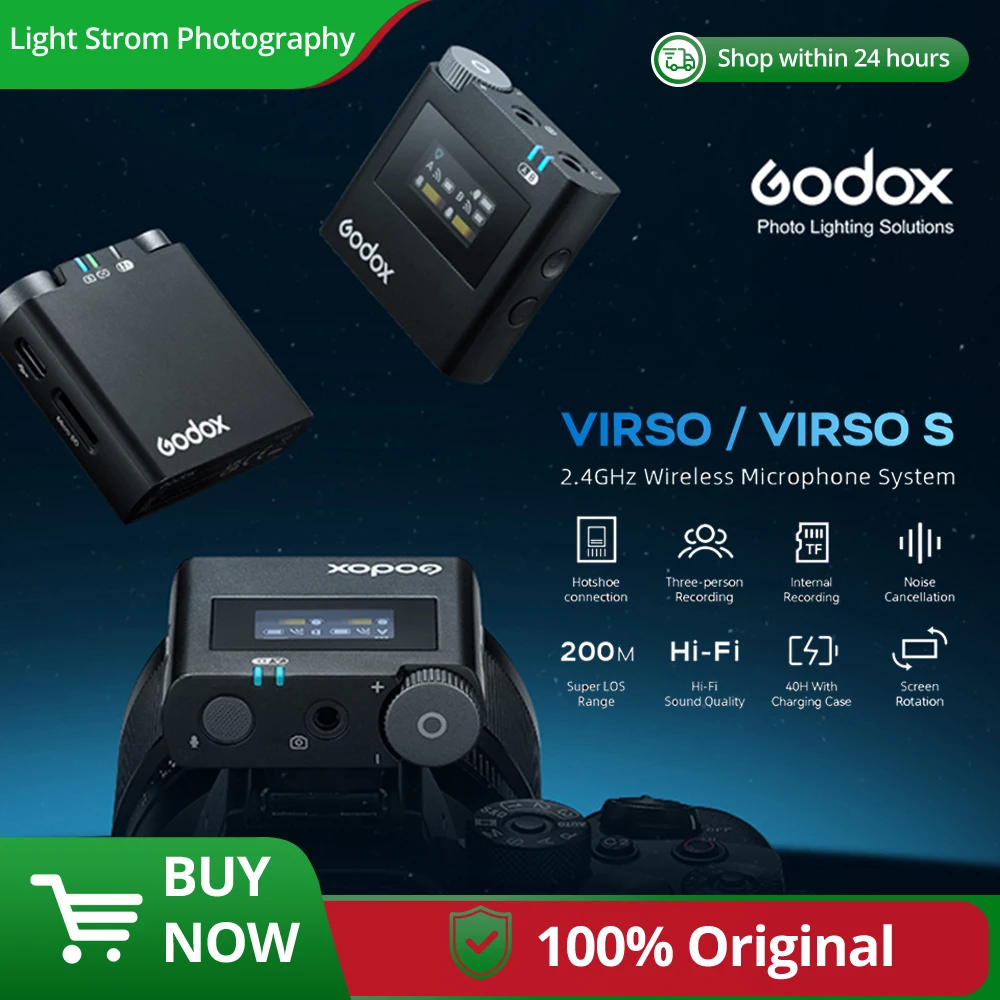 Godox Virso M1 M2 2.4GHz Wireless Microphone For Interview Recording Virso S Transmitter Receiver Lavalier Microphone For Sony 
Godox Virso M1 M2 2.4GHz Wireless Microphone For Interview Recording Virso S Transmitter Receiver Lavalier Microphone For Sony