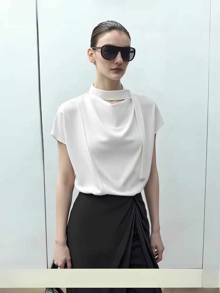 Ele Pure Color Tie Svel Chiffon Top Women's Summer New Sle Simple Design Loose Fit round Ne Polyester Fiber
Ele Pure Color Tie Svel Chiffon Top Women's Summer New Sle Simple Design Loose Fit round Ne Polyester Fiber