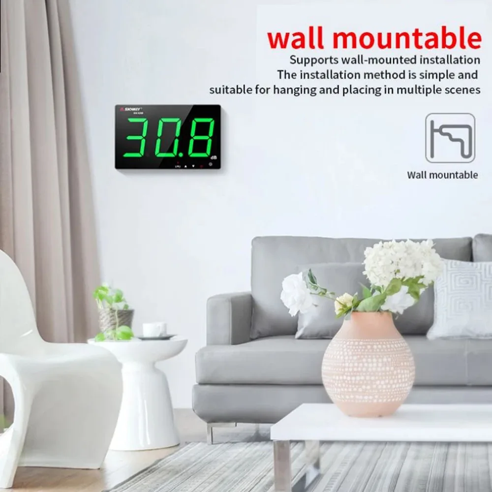SNDWAY SW-525 Sound Level Meter Wall Mounted Noise Decibel Meter 30-130dB Digital dB Detector Professional Decibelimeter
SNDWAY SW-525 Sound Level Meter Wall Mounted Noise Decibel Meter 30-130dB Digital dB Detector Professional Decibelimeter