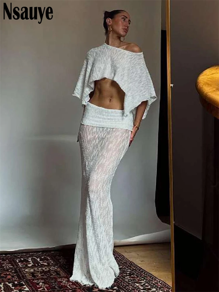 Nsauye новый женский одинаковый комплект из 2 предметов, элегантный белый укороченный топ нестандартной формы + макси-юбки с высокой талией, костюм, модный комплект вечерних платьев
Nsauye новый женский одинаковый комплект из 2 предметов, элегантный белый укороченный топ нестандартной формы + макси-юбки с высокой талией, костюм, модный комплект вечерних платьев