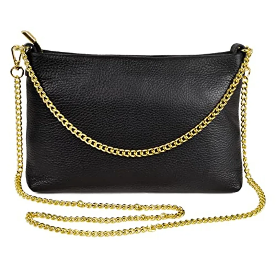 Evening handbag for women, Italian genuine leather, gold, lightweight and elegant with detachable gold chain strap for clutch,
Evening handbag for women, Italian genuine leather, gold, lightweight and elegant with detachable gold chain strap for clutch,