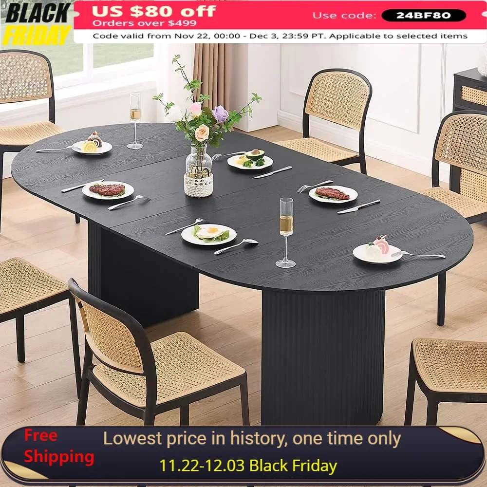 Wood Dining Furniture Set, Modern Oval Kitchen Table with Wooden Pedestal Base, Dining Table and Chairs
Wood Dining Furniture Set, Modern Oval Kitchen Table with Wooden Pedestal Base, Dining Table and Chairs