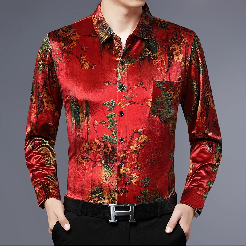 Mens Flowers Printing Silk Velvet Shirts 2022 Autumn Long Sleeve Velour Clothing Male Fashion Printed Gold Velvet Dress Shirts
Mens Flowers Printing Silk Velvet Shirts 2022 Autumn Long Sleeve Velour Clothing Male Fashion Printed Gold Velvet Dress Shirts