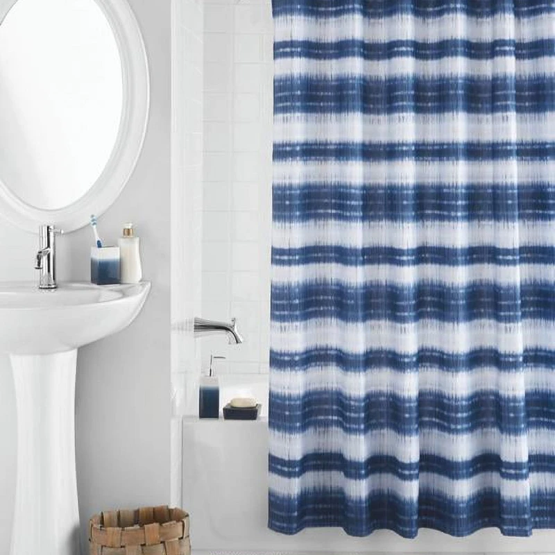 17-Piece Indigo Shibori Stripe Polyester/Ceramic Shower Curtain & Bathroom Accessory Set, Blue Print
17-Piece Indigo Shibori Stripe Polyester/Ceramic Shower Curtain & Bathroom Accessory Set, Blue Print