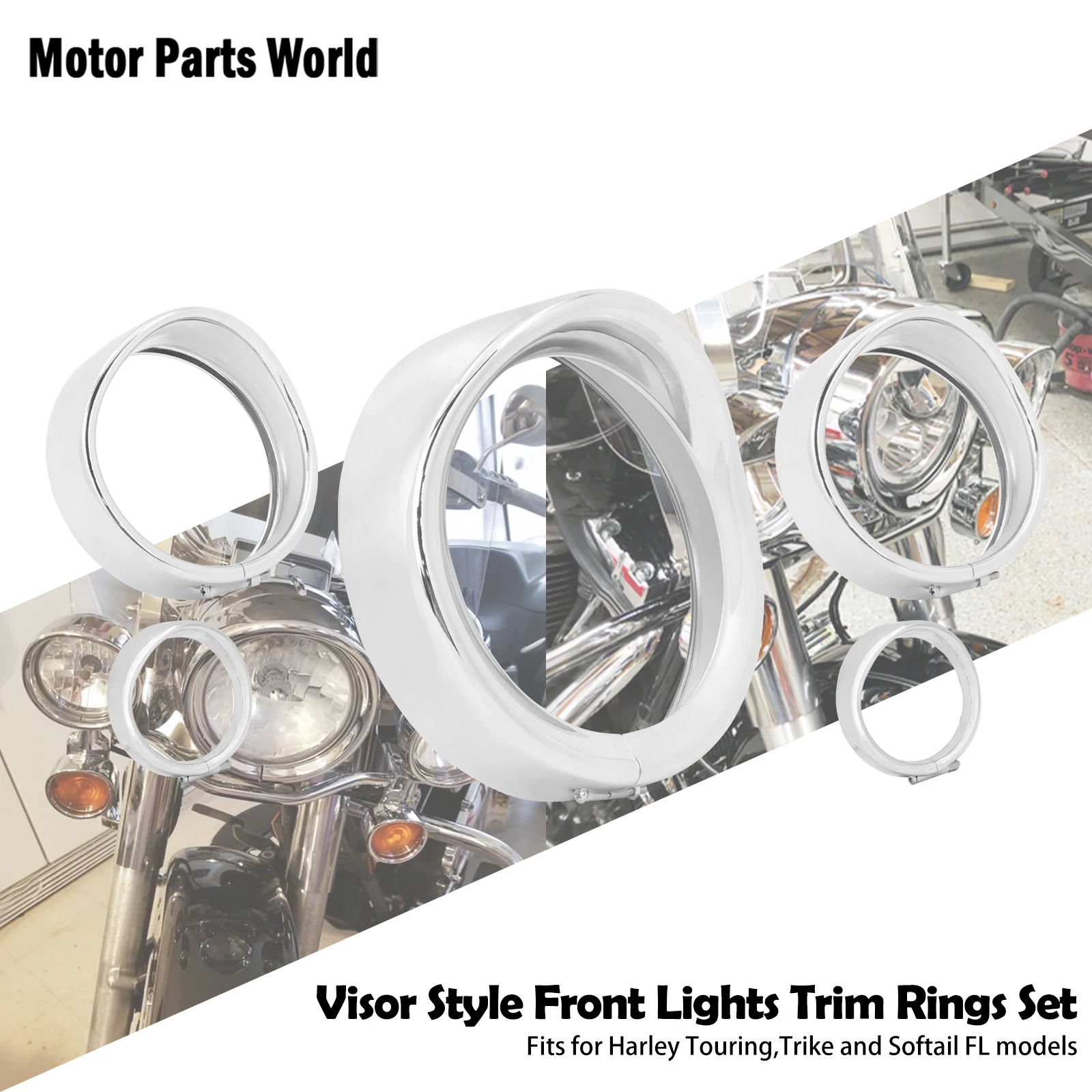 Motorcycle 7'' Headlight 2 Pcs 4.5'' Fog Light Cover + 2.8'' Trim Visor Turn Signal Trim For Harley Touring Road King Softail
Motorcycle 7'' Headlight 2 Pcs 4.5'' Fog Light Cover + 2.8'' Trim Visor Turn Signal Trim For Harley Touring Road King Softail