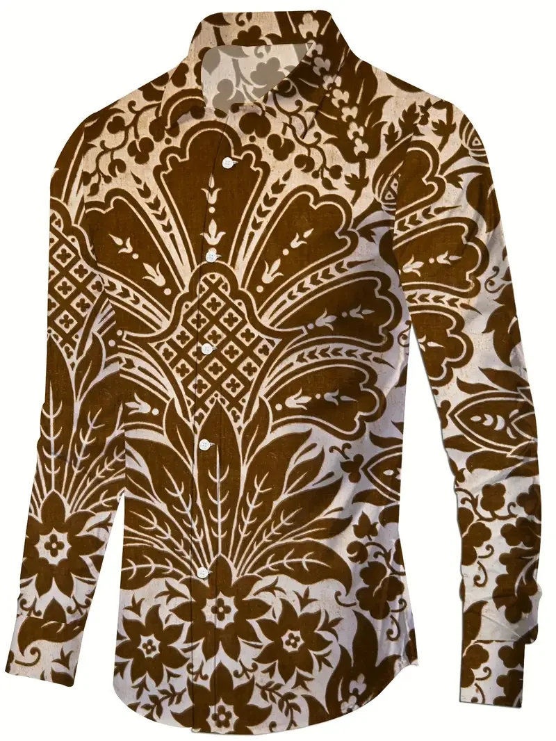 New long sleeved men's printed loose top men's lapel button casual shirt fashionable and simple shirt
New long sleeved men's printed loose top men's lapel button casual shirt fashionable and simple shirt