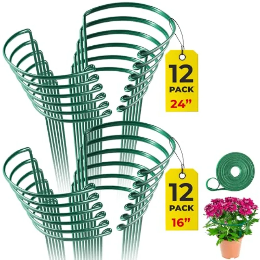 24 Pack Plant Support Stakes - 16 + 24 Round Support Rings and Cages for Indoor and Outdoor Plants, galvanized steel, black, ru
24 Pack Plant Support Stakes - 16 + 24 Round Support Rings and Cages for Indoor and Outdoor Plants, galvanized steel, black, ru