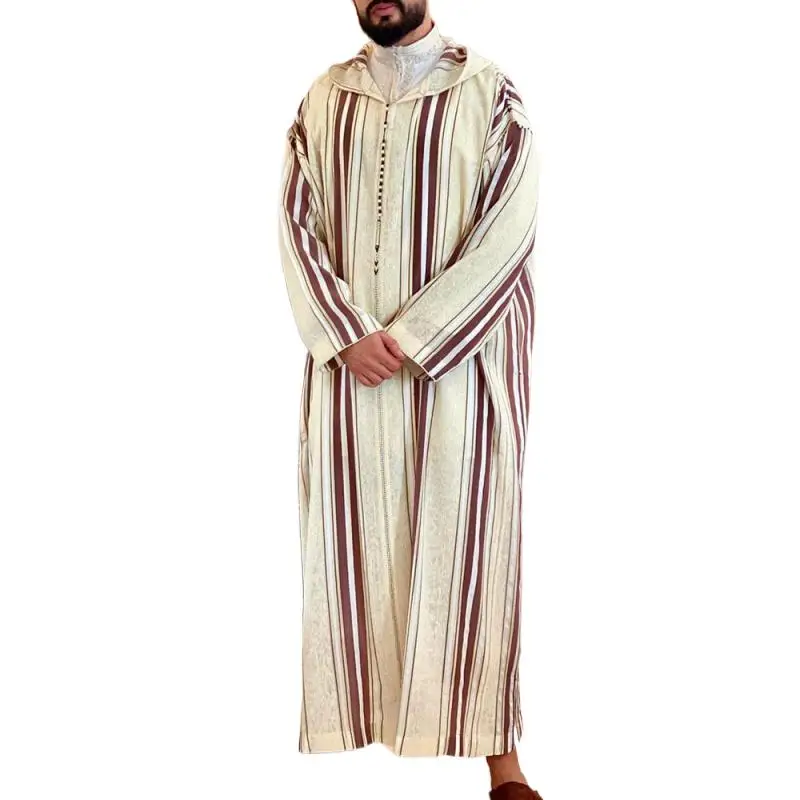 Fashion Ethnic Style Men's Long Shirt Casual Ordinary Beige Personality Pullover Striped Muslim Robe
Fashion Ethnic Style Men's Long Shirt Casual Ordinary Beige Personality Pullover Striped Muslim Robe