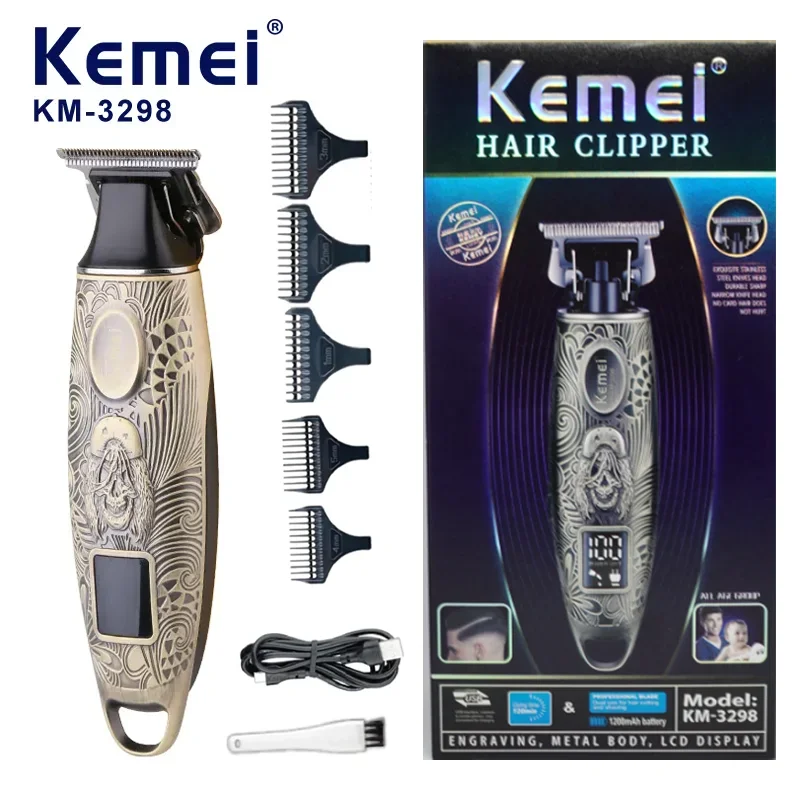Kemei KM-3298 Беспроводная электрическая машинка для стрижки волос в стиле ретро, перезаряжаемая от USB, профессиональный триммер для волос для парикмахеров.
Kemei KM-3298 Беспроводная электрическая машинка для стрижки волос в стиле ретро, перезаряжаемая от USB, профессиональный триммер для волос для парикмахеров.