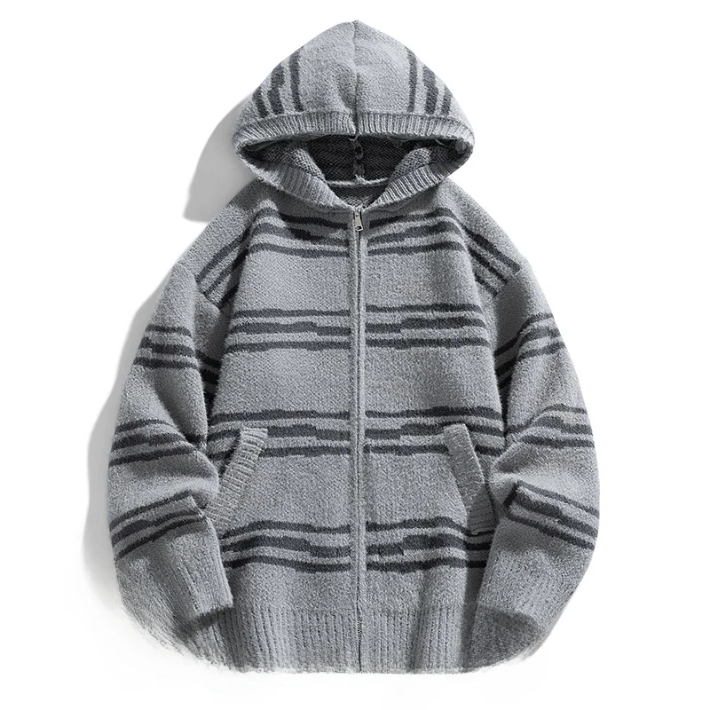 Мужской вязаный кардиган в ретро-стиле с полосками, весенний теплый повседневный свитер с капюшоном, цветной, из полиэфирного волокна, в уличном стиле
Мужской вязаный кардиган в ретро-стиле с полосками, весенний теплый повседневный свитер с капюшоном, цветной, из полиэфирного волокна, в уличном стиле