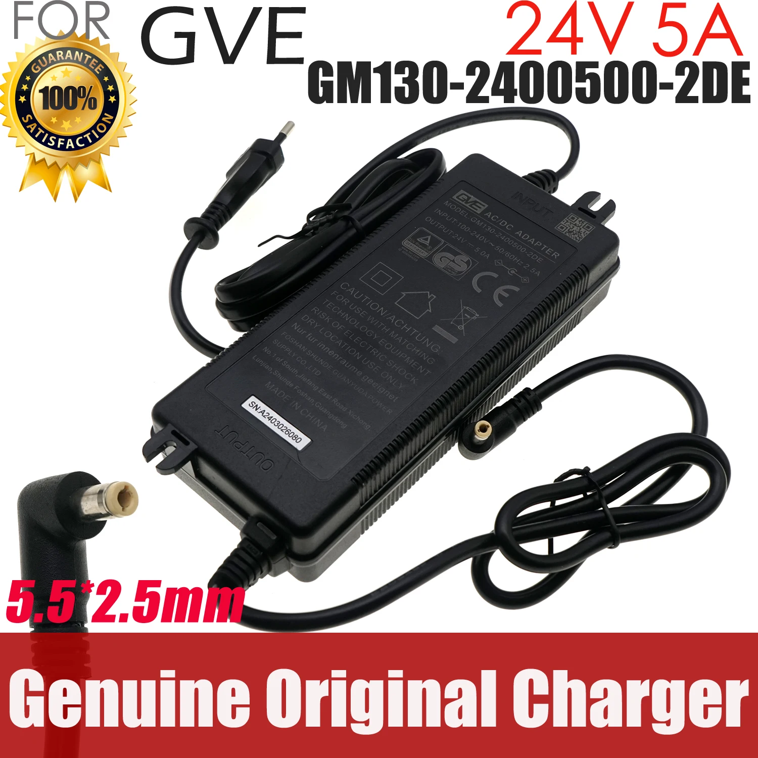Genuine GVE 24V 5A 5.5*2.5mm 120W GM130-2400500-2DE GM130-2400500-2DE GM130-2400500-F AC/DC Adapter Charger Power Supply
Genuine GVE 24V 5A 5.5*2.5mm 120W GM130-2400500-2DE GM130-2400500-2DE GM130-2400500-F AC/DC Adapter Charger Power Supply