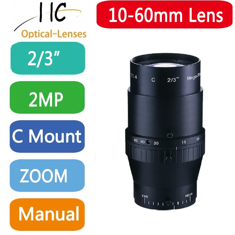 2.0Mega Pixel C-Mount 10-60mm 2/3'' Format low distortion FA/ Machine Vision vari-focal length lenses F1.4 manual Iris
2.0Mega Pixel C-Mount 10-60mm 2/3'' Format low distortion FA/ Machine Vision vari-focal length lenses F1.4 manual Iris