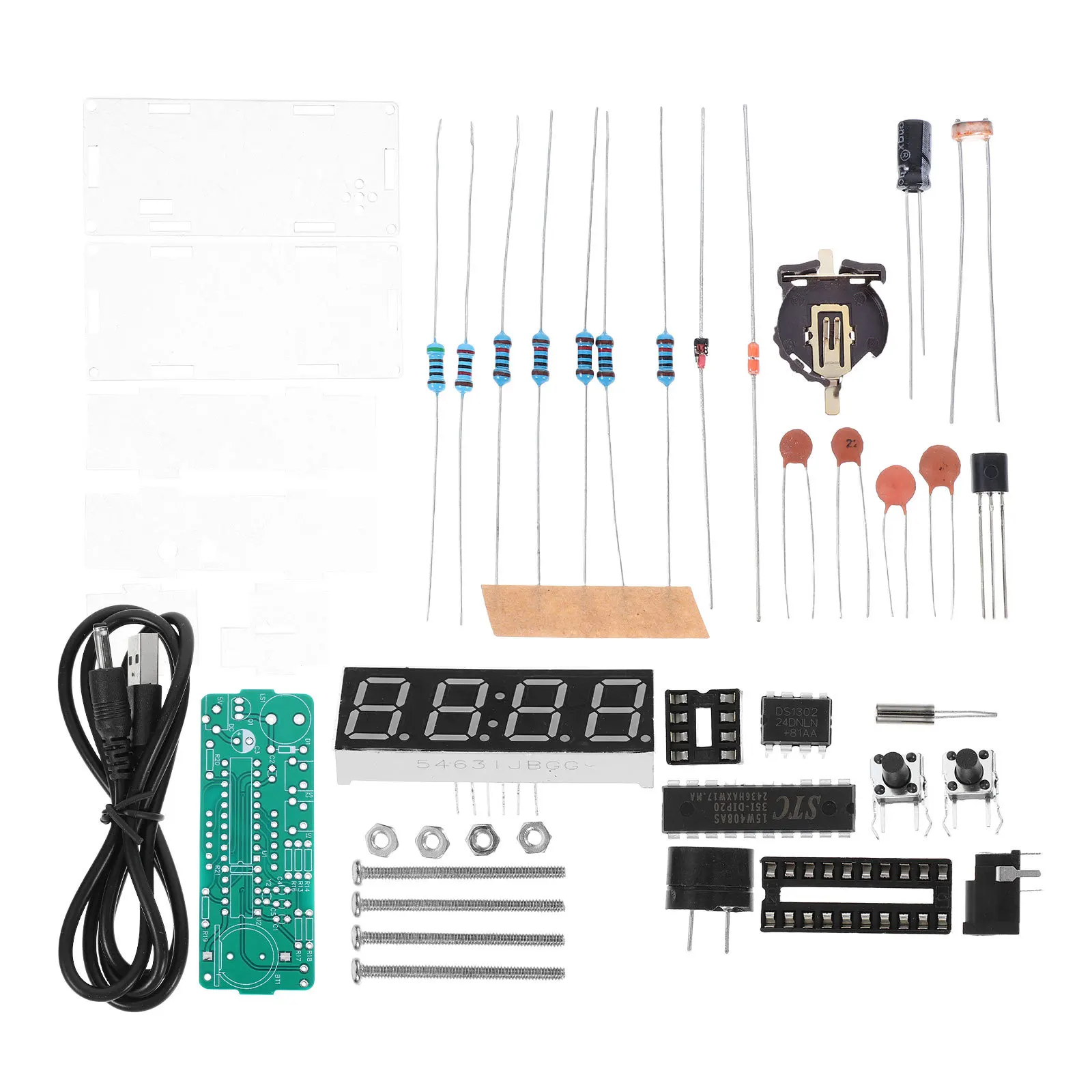 DIY Digital Clock Kit Temperature Date Display Electronic Soldering Project Home Portable Soldering Iron Kit
DIY Digital Clock Kit Temperature Date Display Electronic Soldering Project Home Portable Soldering Iron Kit