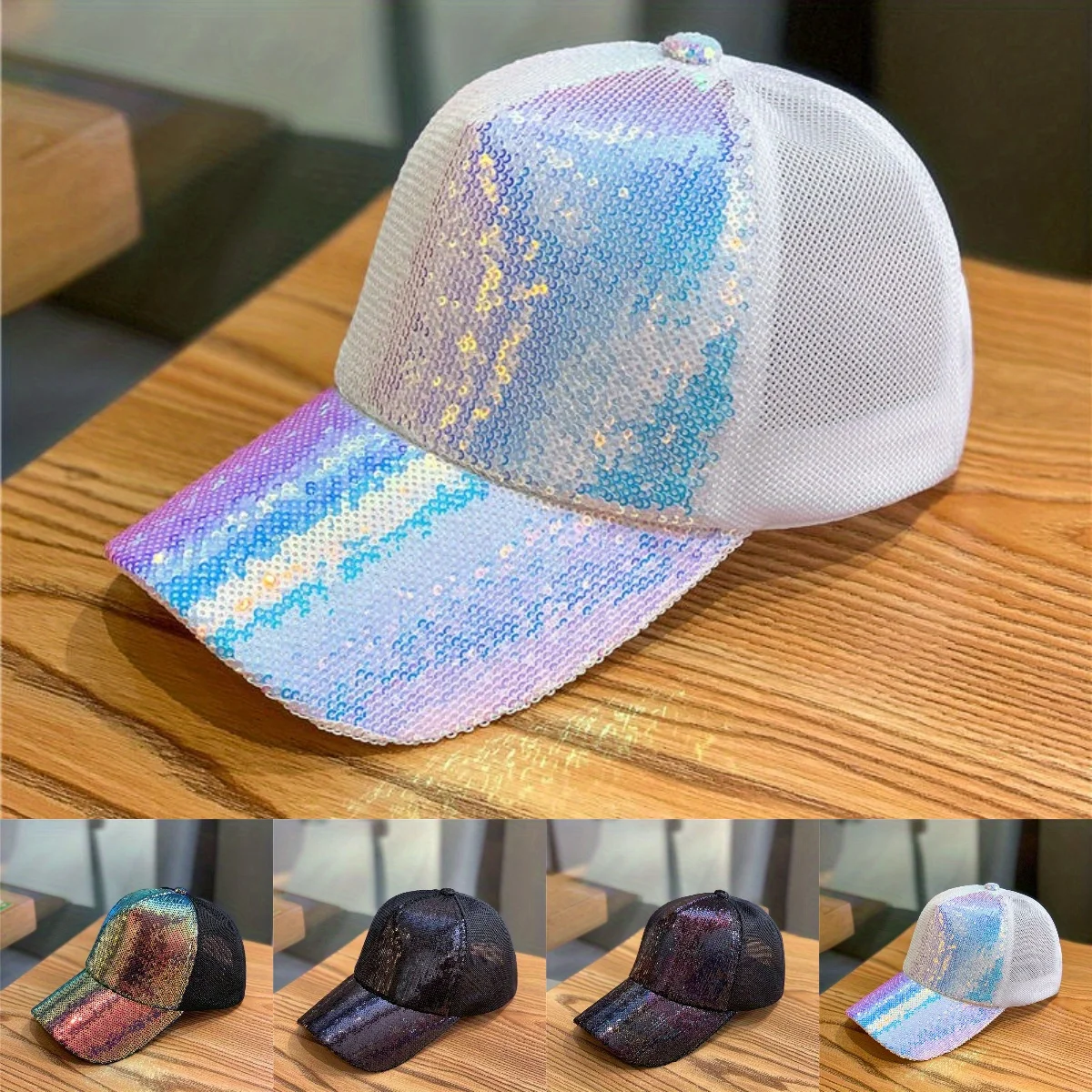 Hip Hop Sequined Baseball Cap Color Block Mesh Design Breathable Adjustable Dad Hat for Outdoor Sports
Hip Hop Sequined Baseball Cap Color Block Mesh Design Breathable Adjustable Dad Hat for Outdoor Sports