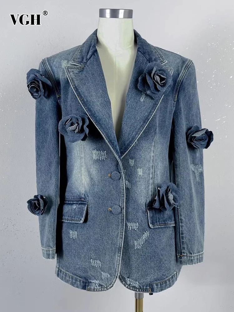 VGH Patchwork Appliques Denim Coat For Women Notched Collar Long Sleeve Spliced Button Minimalist Casual Coats Female Fashion
VGH Patchwork Appliques Denim Coat For Women Notched Collar Long Sleeve Spliced Button Minimalist Casual Coats Female Fashion