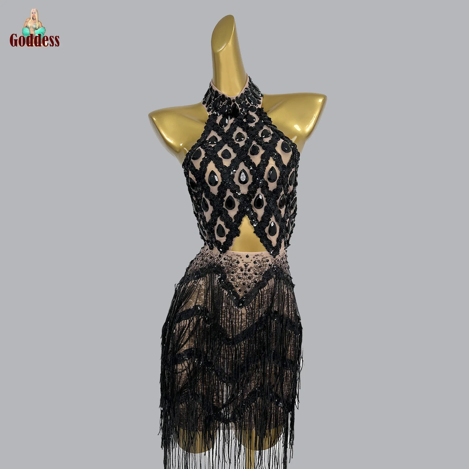 Halter Neck Sheer Mesh Sparkly Black Rhinestone Mini Dress for Sexy Women Birthday Party Hot Dress Nightclub Dance Show Wear
Halter Neck Sheer Mesh Sparkly Black Rhinestone Mini Dress for Sexy Women Birthday Party Hot Dress Nightclub Dance Show Wear