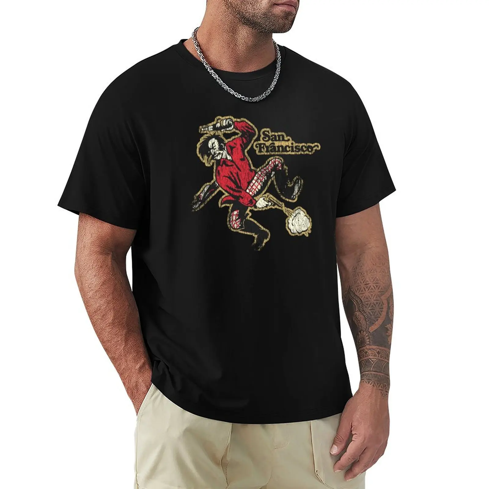 49ers Retro Defunct Mascot T-Shirt Large Size Casual Short Sleeve Top
49ers Retro Defunct Mascot T-Shirt Large Size Casual Short Sleeve Top