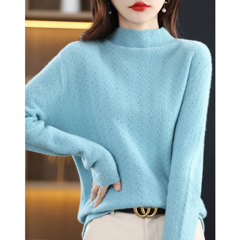 Autumn/Winter new Cashmere sweater for women 100% Merino wool fashion semi-turtleneck Autumn warm jumper top
Autumn/Winter new Cashmere sweater for women 100% Merino wool fashion semi-turtleneck Autumn warm jumper top