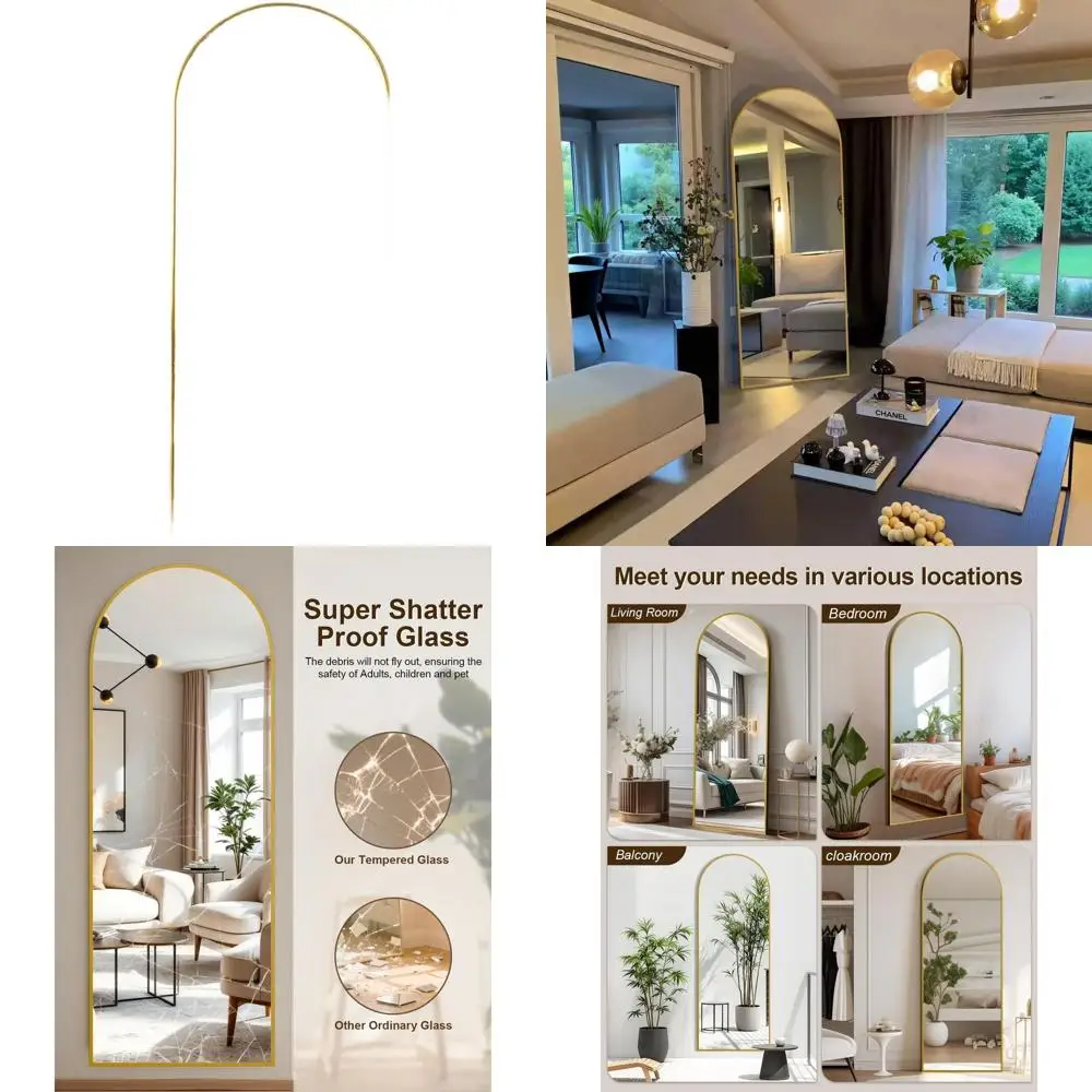 Напольное зеркало с арочным каркасом и подставкой, 58 x 19 дюймов, в полный рост, идеально подходит для спальни, гостиной или гардеробной, золотистое
Напольное зеркало с арочным каркасом и подставкой, 58 x 19 дюймов, в полный рост, идеально подходит для спальни, гостиной или гардеробной, золотистое