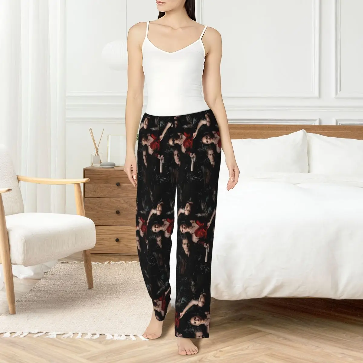 Custom The Vampire Diaries Pajama Pants Sleepwear for Women Elastic Waistband Sleep Lounge Bottoms with Pockets
Custom The Vampire Diaries Pajama Pants Sleepwear for Women Elastic Waistband Sleep Lounge Bottoms with Pockets