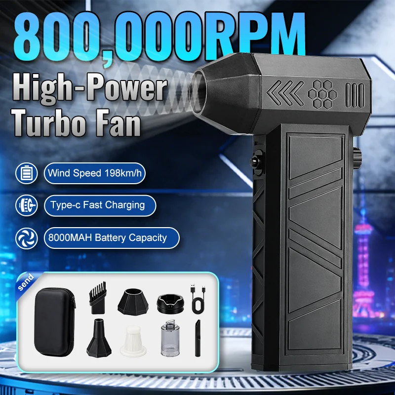 800,000RPM Mini Air Blower Vacuum Cleaner Turbo Violent Fan Wind Speed 198km/h Electric Turbo Blower Blowing For Car/PC Dust
800,000RPM Mini Air Blower Vacuum Cleaner Turbo Violent Fan Wind Speed 198km/h Electric Turbo Blower Blowing For Car/PC Dust