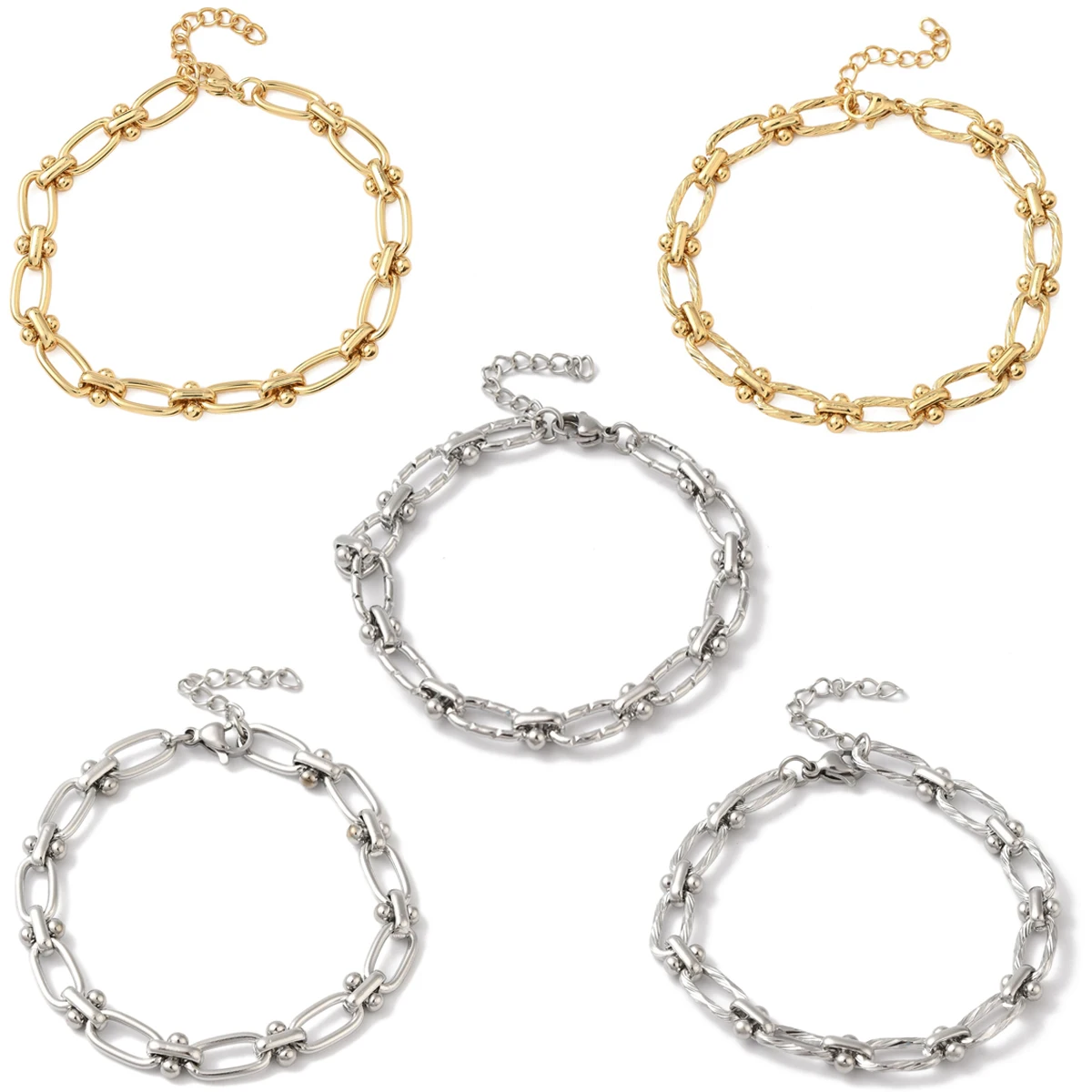 5Pcs Oval Link Bracelets 304 Stainless Steel Adjustable Twisted Chain Bangles for Women Men DIY Jewelry Making Crafts 17cm
5Pcs Oval Link Bracelets 304 Stainless Steel Adjustable Twisted Chain Bangles for Women Men DIY Jewelry Making Crafts 17cm