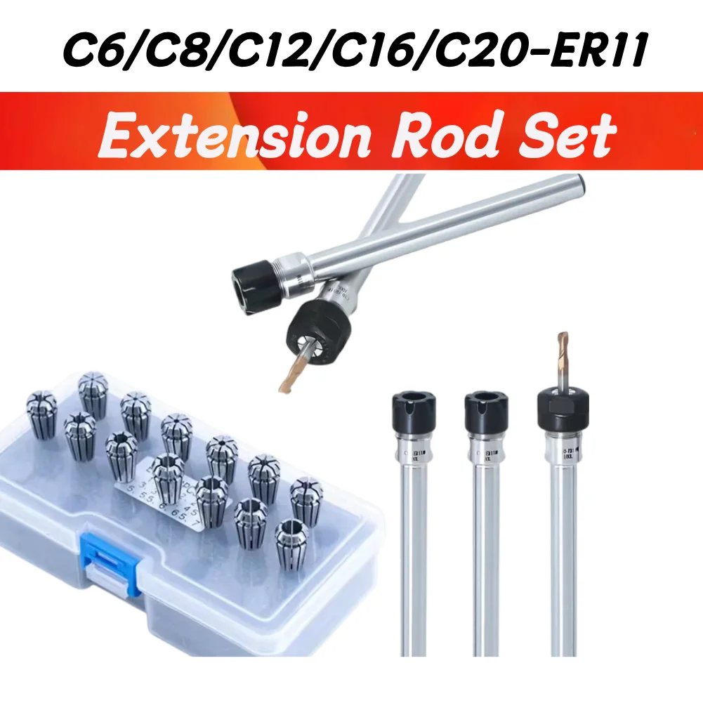 ER11 Extension Rod Set C8 C10 C12 C16 C20 ER11 ER16/20 100 150L CNC Milling Lengthen Tool ER Collet Set ER Spring Collect Chuck
ER11 Extension Rod Set C8 C10 C12 C16 C20 ER11 ER16/20 100 150L CNC Milling Lengthen Tool ER Collet Set ER Spring Collect Chuck