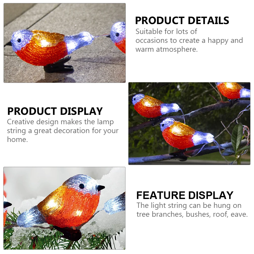 Waterproof Bird Light String Acrylic Decoration for Tree Bushes Roof Fence Festival Holiday Shows Restaurant Hotel Commercial
Waterproof Bird Light String Acrylic Decoration for Tree Bushes Roof Fence Festival Holiday Shows Restaurant Hotel Commercial
