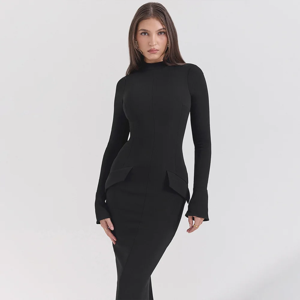 Sexy Bodycon Party Solid Color Long Dress For Women Long Sleeve Bandage Slim Dresses 2023 Autumn New Fashion Vestidos Black Robe
Sexy Bodycon Party Solid Color Long Dress For Women Long Sleeve Bandage Slim Dresses 2023 Autumn New Fashion Vestidos Black Robe