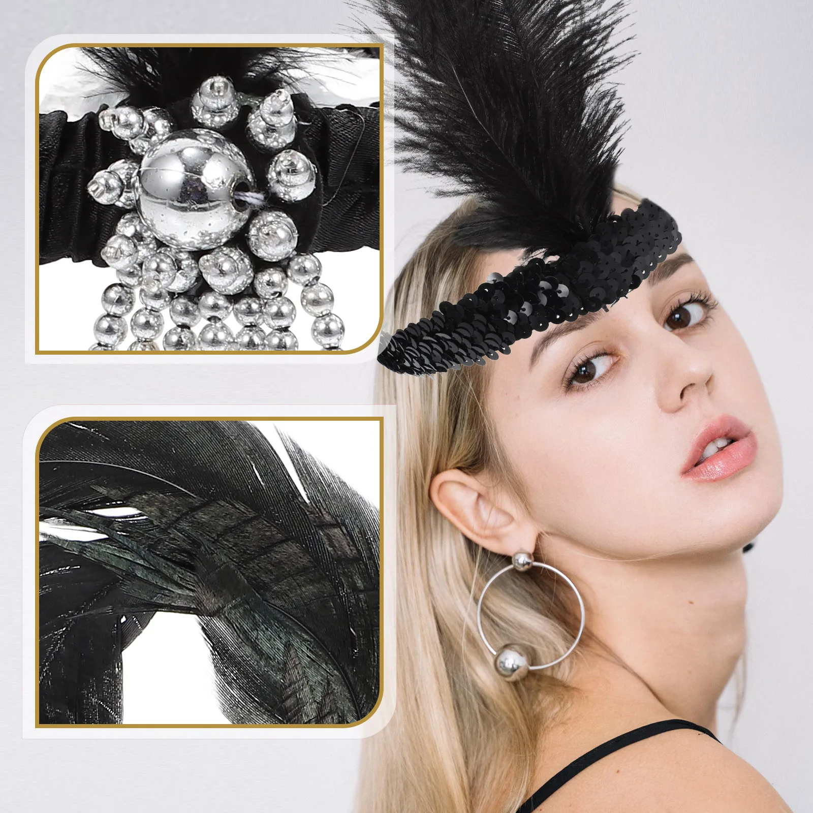 12pcs Sequin Headband Black Beads Headdress for Women Party Carnival Masquerade Banquet Flapper Hair Accessories
12pcs Sequin Headband Black Beads Headdress for Women Party Carnival Masquerade Banquet Flapper Hair Accessories