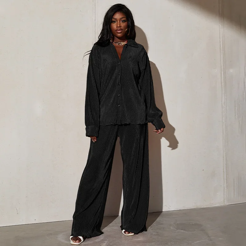 2023 New Street Women's Set Long Sleeve Shirt Tops and Wide Leg Pants Elegant Tracksuit Two Piece Set Sweatsuit Fitness Outfits
2023 New Street Women's Set Long Sleeve Shirt Tops and Wide Leg Pants Elegant Tracksuit Two Piece Set Sweatsuit Fitness Outfits