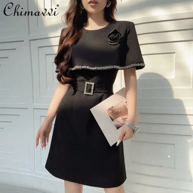High-end Elegant Party Short Dress Women's Spring Summer New Fashion Cape Type High Waist Slim-fit Women's Black Dresses
High-end Elegant Party Short Dress Women's Spring Summer New Fashion Cape Type High Waist Slim-fit Women's Black Dresses
